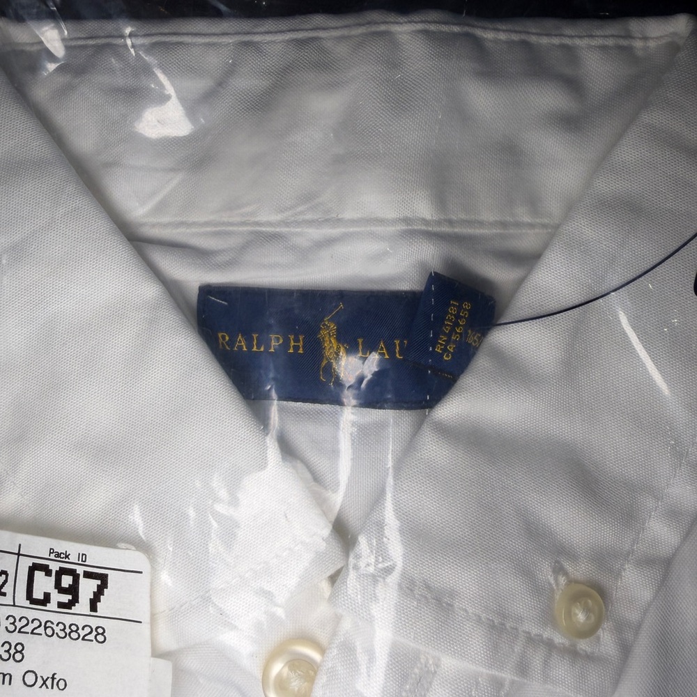 Ralph Lauren White Button-Up Shirt with Embroidered Monogram - Picture 4 of 5